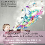 affiche concert "Concerts scolaires" école de musique de petite camargue