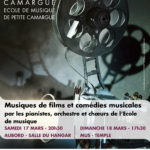 affiche concert "musique de films et comédies musicales" école de musique de petite camargue